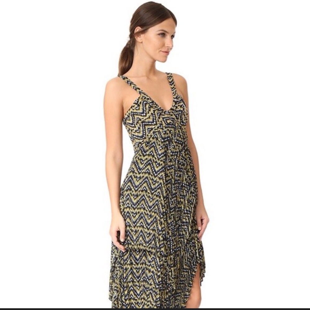 A.L.C. Kendall 100% silk asymmetrical ruffle sleeveless v neck dress women’s 0